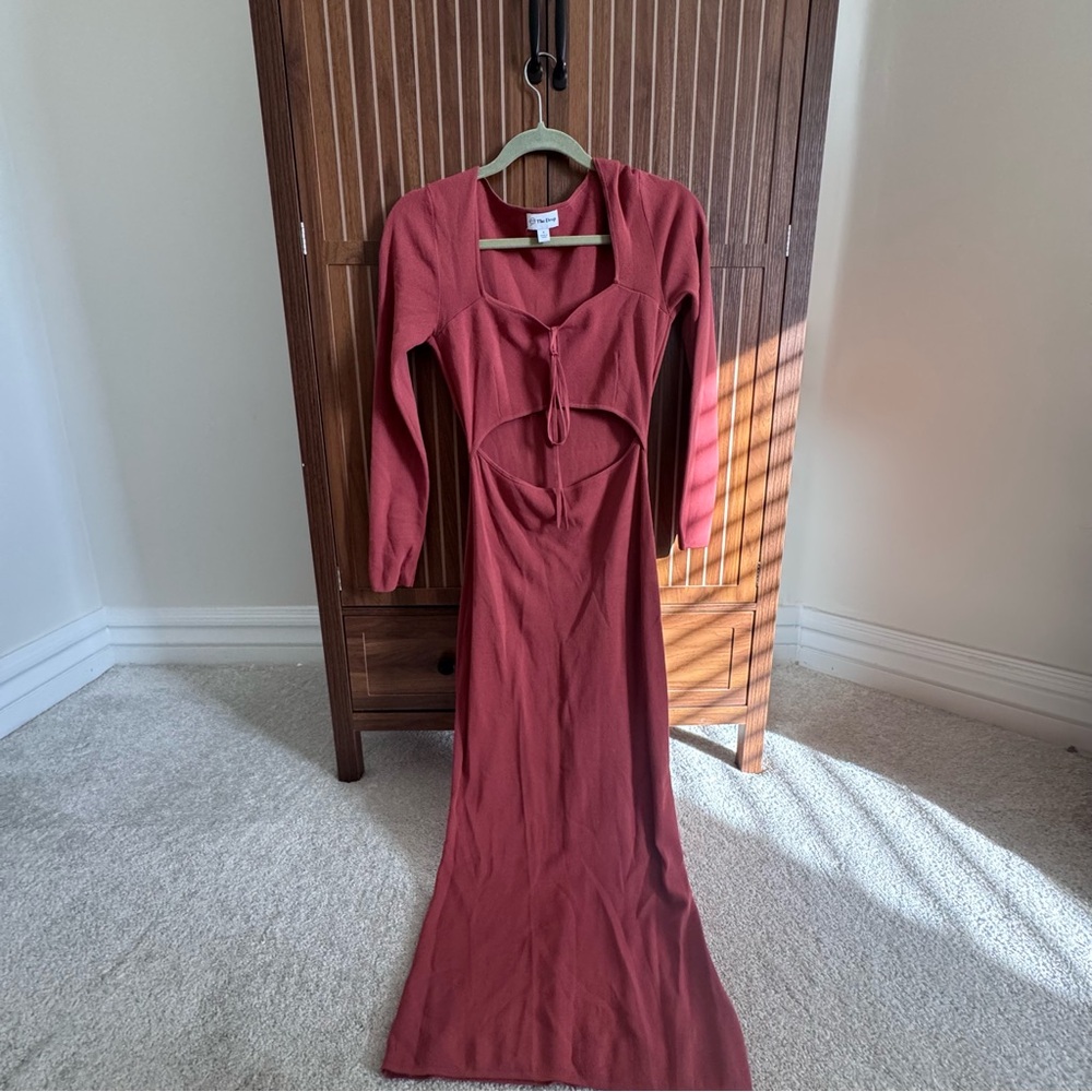 The Drop Long Sleeve Midi Dress with Stylish Opening